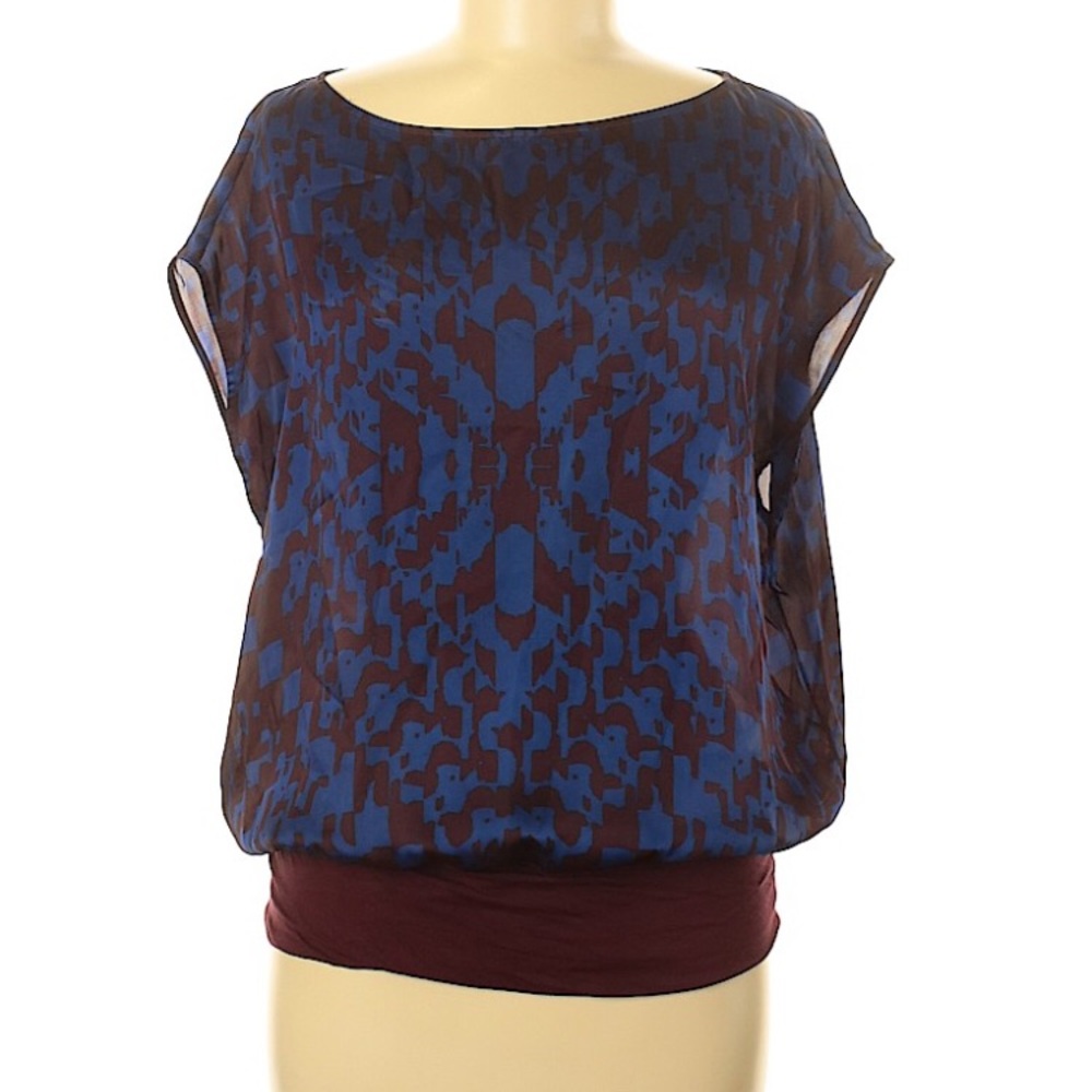 Express boatneck color blocked blue and purple top